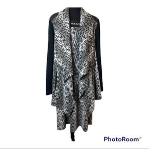 Lane Bryant dress black and white animal print with leather trim